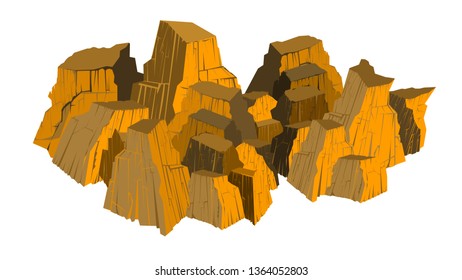 Rocky mountain heap on a white background