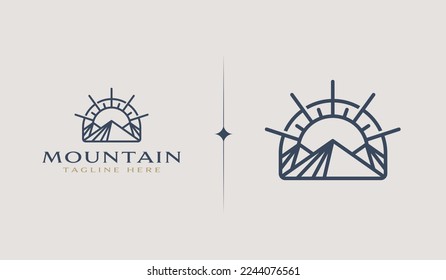 Rocky Mountain. Mountain Hilltop Nature Landscape. Universal creative premium symbol. Vector sign icon logo template. Vector illustration