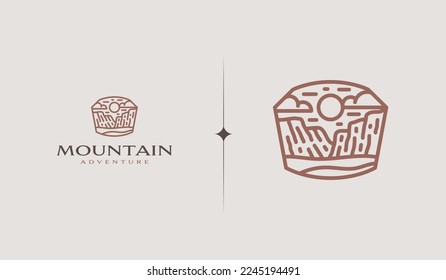 Rocky Mountain. Mountain Hilltop Nature Landscape. Universal creative premium symbol. Vector sign icon logo template. Vector illustration
