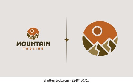 Rocky Mountain. Mountain Hilltop Nature Landscape. Universal creative premium symbol. Vector sign icon logo template. Vector illustration