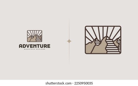 Rocky Mountain. Mountain Hilltop Nature Landscape. Universal creative premium symbol. Vector sign icon logo template. Vector illustration