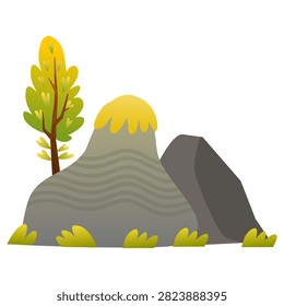 rocky mountain landscape featuring cavern and sparse trees