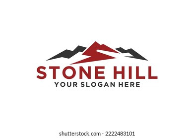 Rocky mountain logo design summit silhouette shape outdoor icon symbol stone hill