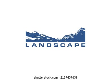 Rocky mountain logo design swiss mountain illustration vector icon symbol hiking adventure climbing