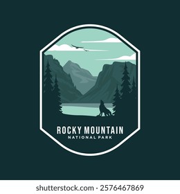 rocky mountain logo patch symbol vector illustration design, national park emblem