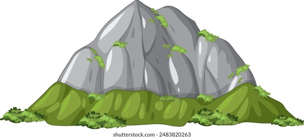 A rocky mountain with lush green plants