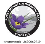 Rocky Mountain National Park Colorado Pasqueflower Vector Logo