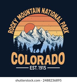 Rocky Mountain National Park, Colorado Est 1915 - Adventure t-shirt design for tourism