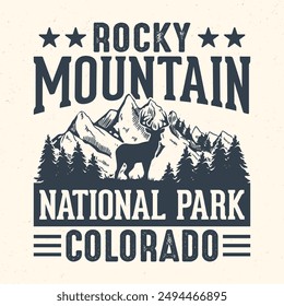 Rocky Mountain National Park, Colorado - Adventure t-shirt design for tourism