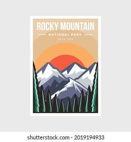 Rocky Mountain National Park poster vector illustration design, mountain landscape poster