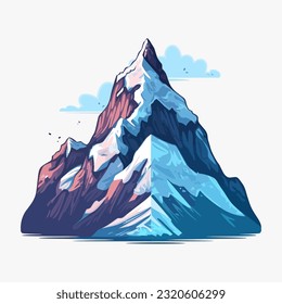 Montaña rocosa en un fondo blanco. Ilustración del vector