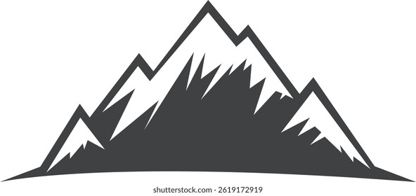 Rocky mountain peak logo design, Mountain hill business company outdoor vector illustration.