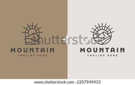 Rocky Mountain Pine Tree Mountain Hilltop Nature Landscape. Universal creative premium symbol. Vector sign icon logo template. Vector illustration
