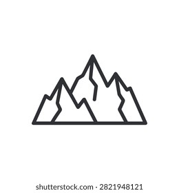 Rocky Mountain Range Outline Icon for Alpine Landscape and Hiking Adventure