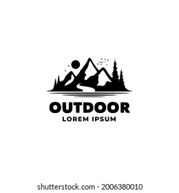 Rocky Mountain, River Mount, Peak Hill Nature Landscape view design logo