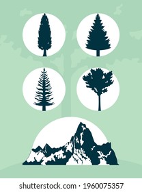 rocky mountain and trees set
