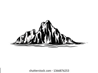 Rocky Mountain vector illustration with black and white colors.