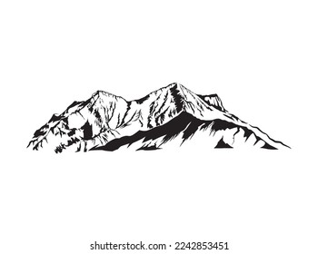 rocky mountain vector illustration in black and white