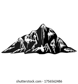 rocky mountains in black and white, vector illustration
