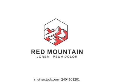 Rocky Mountains logo design hexagon shape minimalist, travel outdoor icon symbol.