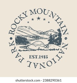 Rocky Mountains Silhouette Postal Passport. Stamp Round Vector Icon. Design Travel Postmark. 