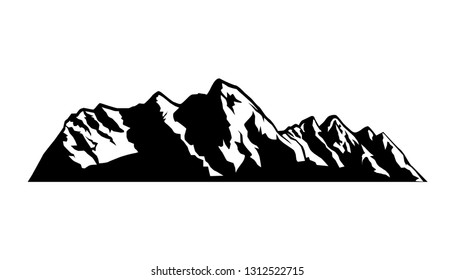 rocky mountains vector illustration, alps mountain silhouette inspirational for label and badge logo