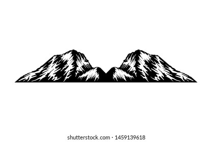 rocky mountains vector illustration, alps mountain silhouette inspirational for label and badge logo