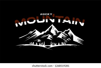 Rocky Mountain,T shirt graphic design, vector artistic illustration graphic style, vector, poster, slogan