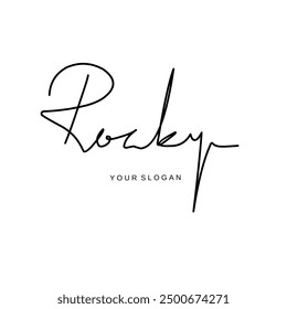 Rocky name signature logo vector design