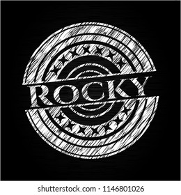Rocky on chalkboard