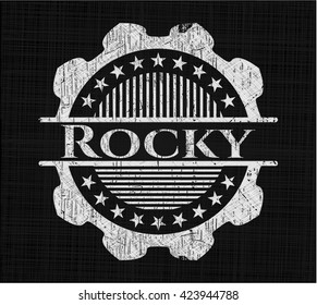 Rocky on chalkboard
