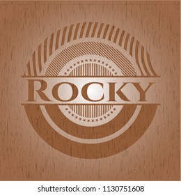 Rocky retro style wooden emblem