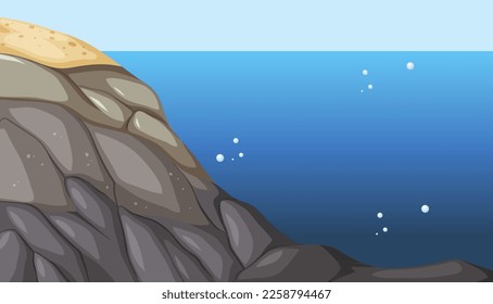 Rocky shore zonation background illustration