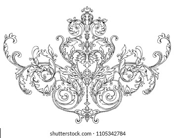 Rococo, baroque element, classic damask, swirls, scrolls, isolated