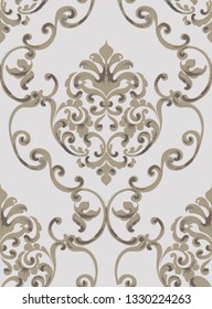 Rococo Baroque texture pattern Vector. Floral ornament decoration. Victorian engraved retro design. Vintage fabric decors. Luxury fabrics