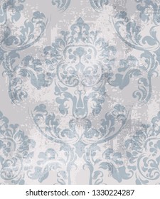 Rococo Baroque texture pattern Vector. Floral ornament decoration. Victorian engraved retro design. Vintage fabric decors. Luxury fabrics