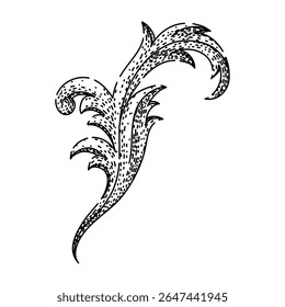 rococó barroco vitoriano fronteira desenhado à mão. simetria dourada, decorativo opulento, filigree arabesco rococó barroco barroco vitoriano fronteira vetor esboço. ilustração preta isolada