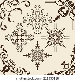 Rococo corner elements is on beige