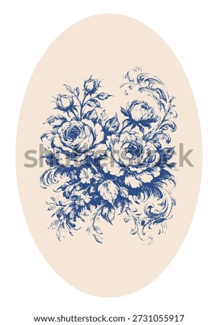 Rococo floral art poster, expressive flowers symbolizing emotion, roses and peonies