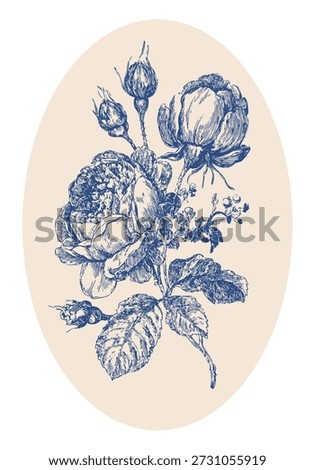 Rococo floral art poster, expressive flowers symbolizing emotion, roses and peonies