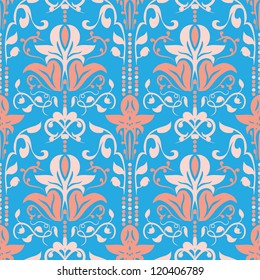 Rococo Floral Seamless Pattern Vector  for your background design