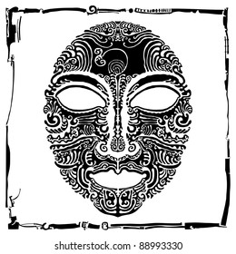 rococo mask black and white with frame