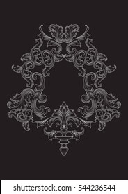 Rococo Mirror frame decor. Vector French Luxury rich carved ornaments and Wall Frames. Victorian Royal Style frame. Black background