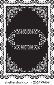 Rococo ornate border is black color