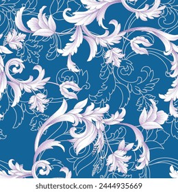  Rococo seamless pattern element. Damask,royal victorian seamless design for wallpapers, textile, wrapping.Vintage exquisite floral baroque template.
