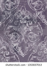 Rococo texture pattern Vector. Floral ornament decoration. Victorian engraved retro design. Vintage grunge fabric decors. Luxury fabrics