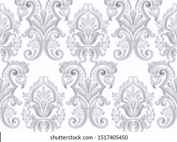Rococo texture pattern Vector. Floral ornament decoration. Victorian engraved retro design. Vintage grunge fabric decors. Luxury fabrics