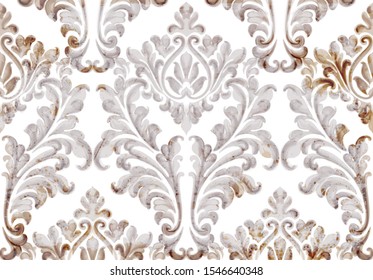 Rococo texture pattern Vector. Floral ornament decoration. Victorian engraved retro design. Silver color Vintage grunge fabric decors. Luxury fabrics