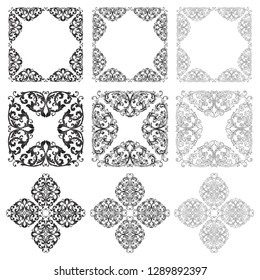 Rococo vector set of vintage elements for design. Baroque Decorative design element filigree calligraphy vector. You can use for wedding decoration of greeting card and laser cutting