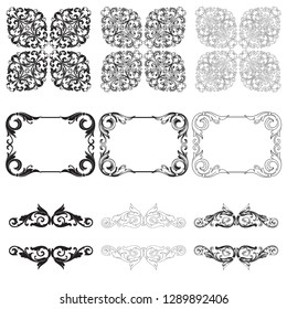 Rococo vector set of vintage elements for design. Baroque Decorative design element filigree calligraphy vector. You can use for wedding decoration of greeting card and laser cutting